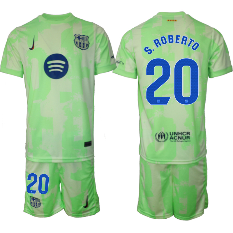 Men 2024-2025 Club Barcelona away Green #20 Soccer Jersey->barcelona jersey->Soccer Club Jersey